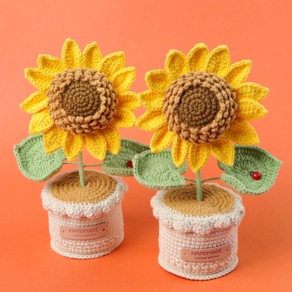 Crochet Sunflower Potted Plant Knit Knots